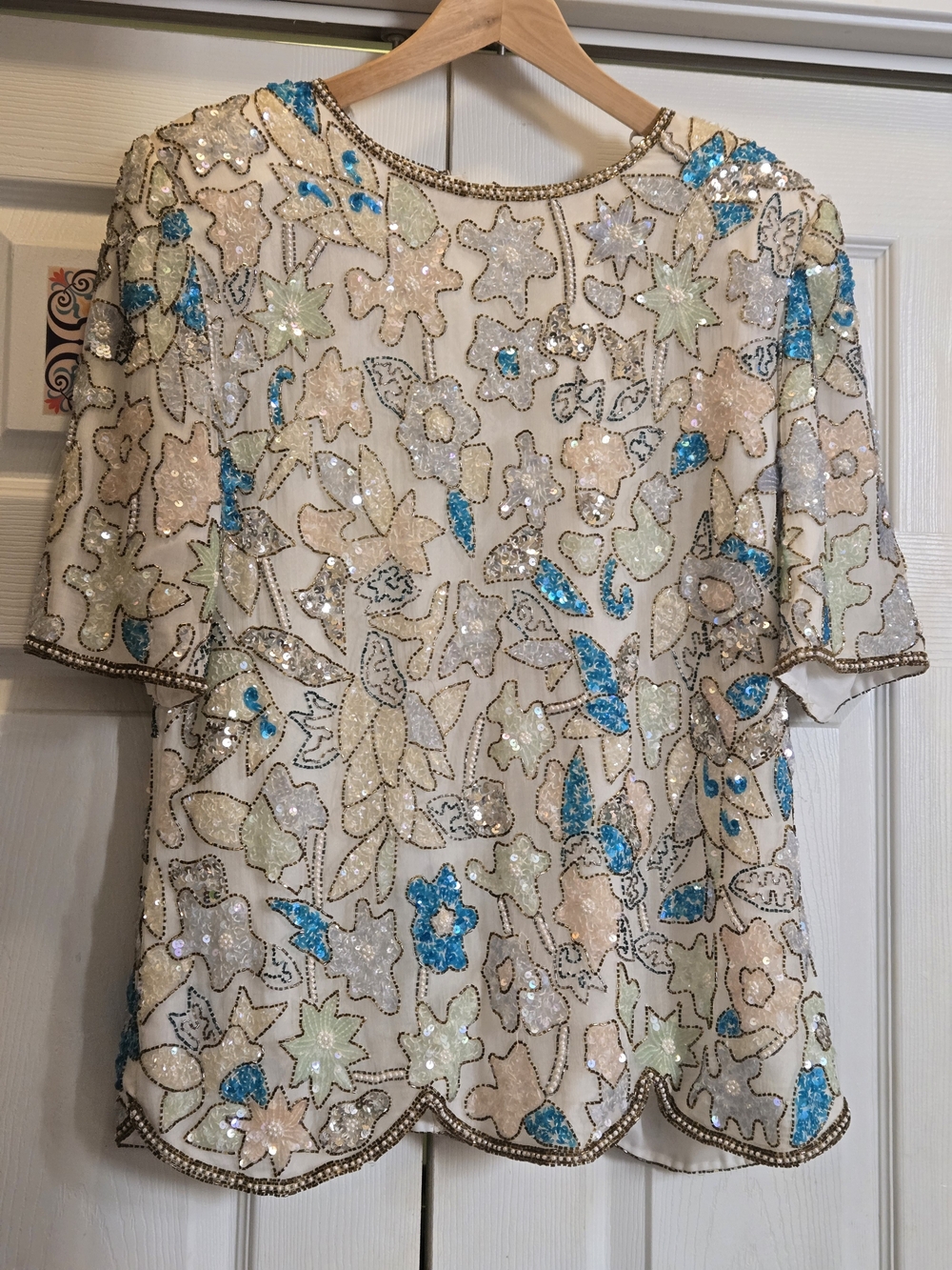 NWOT:NEVER WORN! Laurence Kazar New York Ivory Multicolor Floral Roses Size 1X
